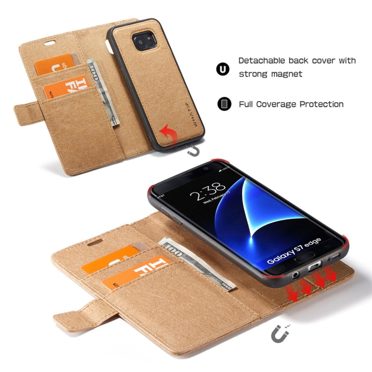 For Galaxy S7 Edge WHATIF Kraft Paper TPU + PC Horizontal Flip Protective Case with Holder & Card Slots & Wallet