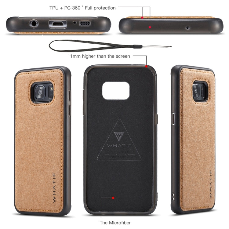 For Galaxy S7 Edge WHATIF Kraft Paper TPU + PC Horizontal Flip Protective Case with Holder & Card Slots & Wallet
