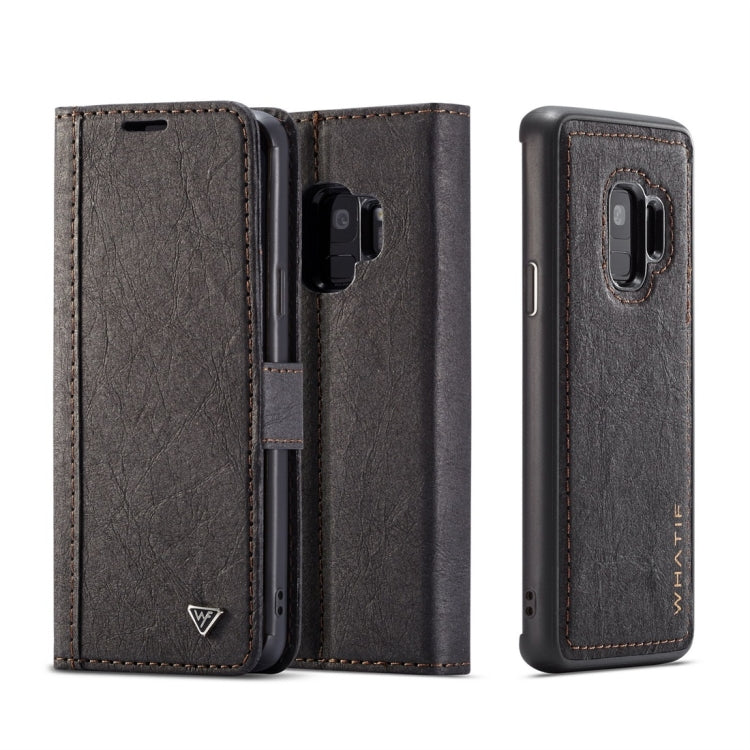 For Galaxy S9 WHATIF Kraft Paper TPU + PC Horizontal Flip Protective Case with Holder & Card Slots & Wallet