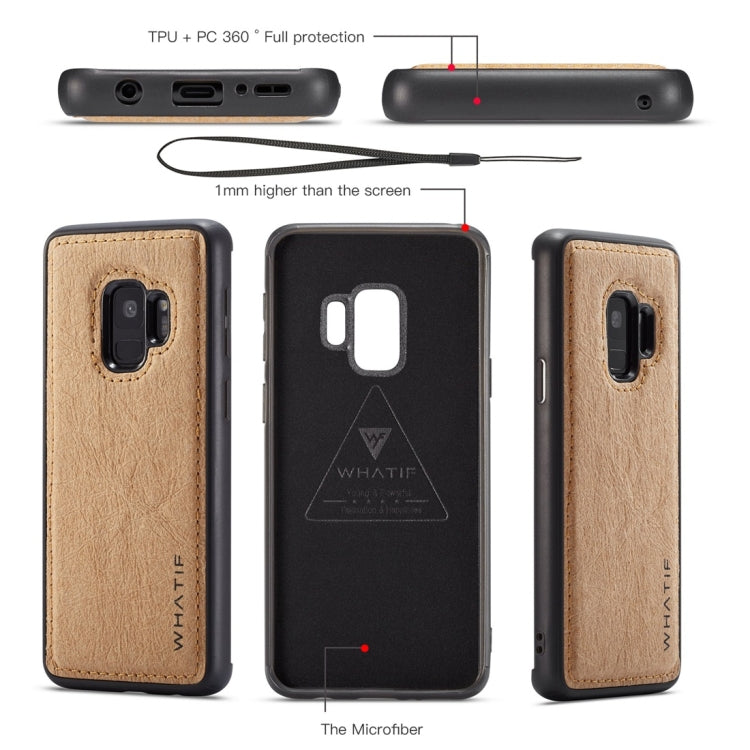 For Galaxy S9 WHATIF Kraft Paper TPU + PC Horizontal Flip Protective Case with Holder & Card Slots & Wallet
