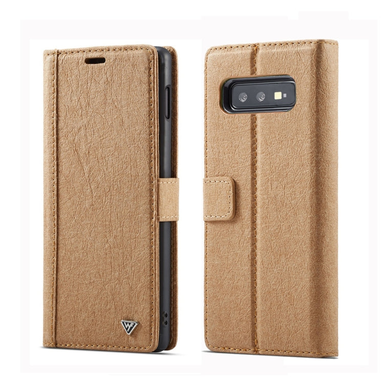 For Galaxy S10e WHATIF Kraft Paper TPU + PC Horizontal Flip Protective Case with Holder & Card Slots & Wallet