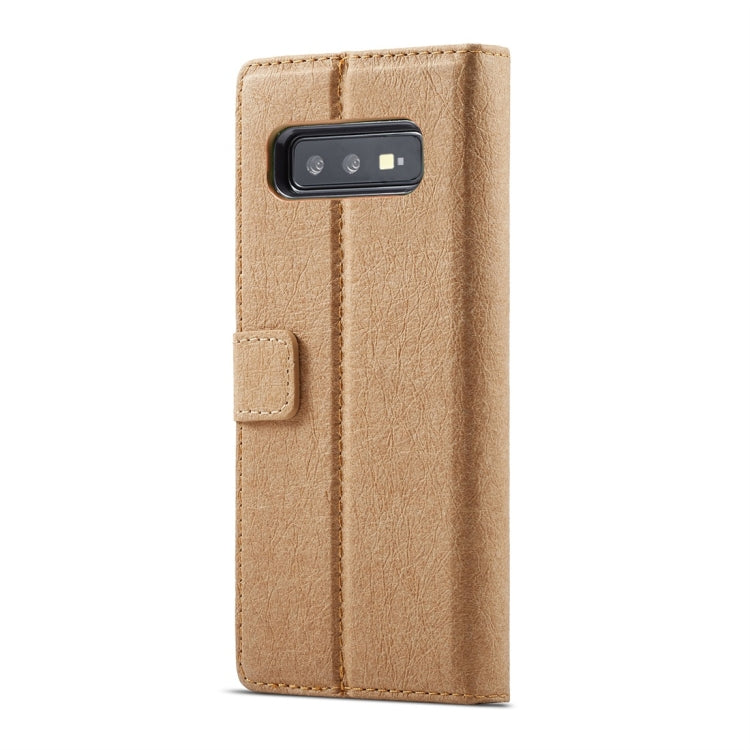 For Galaxy S10e WHATIF Kraft Paper TPU + PC Horizontal Flip Protective Case with Holder & Card Slots & Wallet