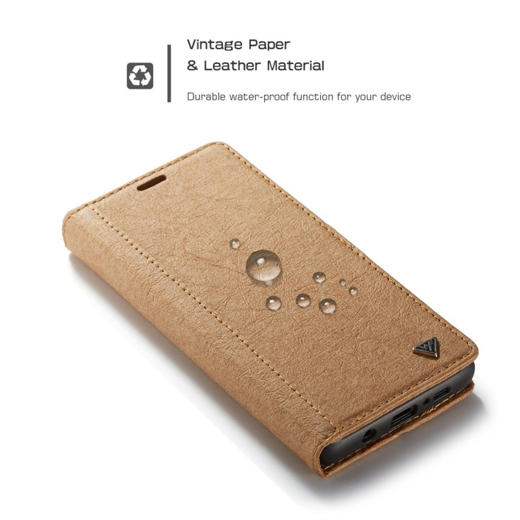 For Galaxy S10e WHATIF Kraft Paper TPU + PC Horizontal Flip Protective Case with Holder & Card Slots & Wallet