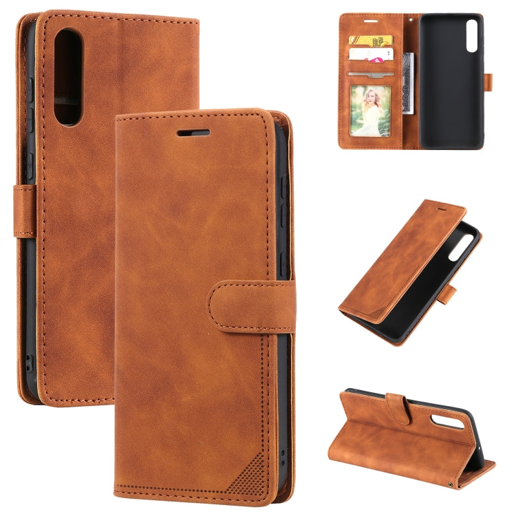 For Samsung Galaxy A70 Skin Feel Anti-theft Brush Horizontal Flip Leather Phone Case