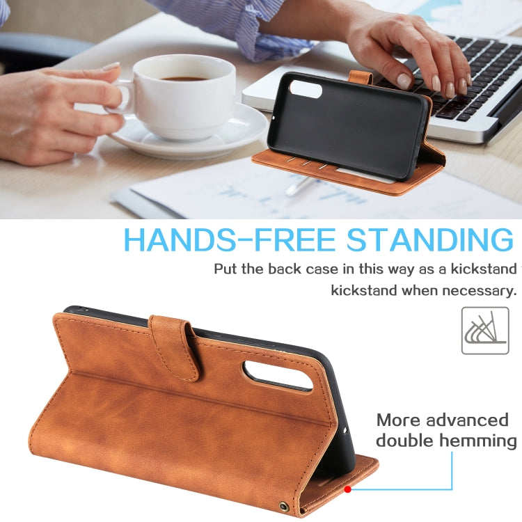 For Samsung Galaxy A70 Skin Feel Anti-theft Brush Horizontal Flip Leather Phone Case