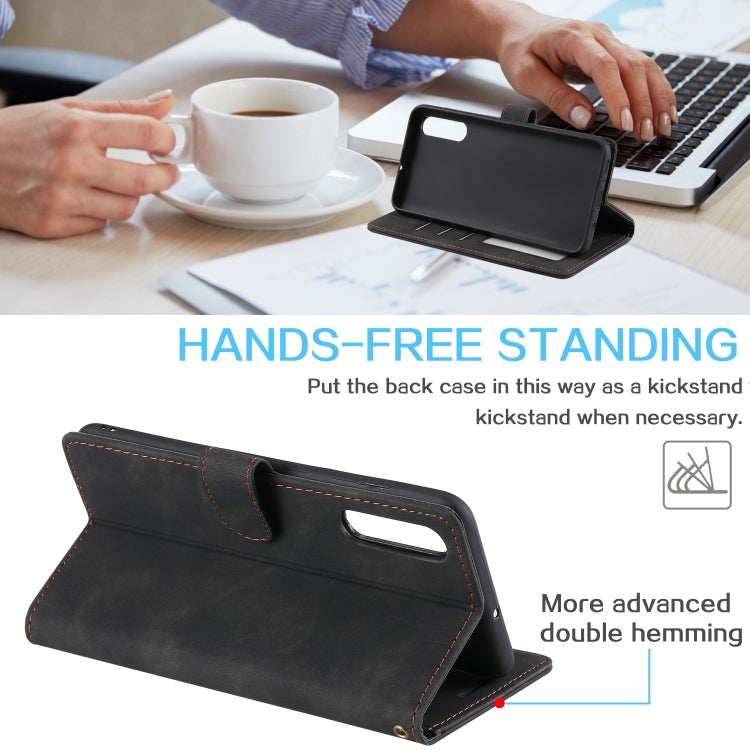 For Samsung Galaxy A70 Skin Feel Anti-theft Brush Horizontal Flip Leather Phone Case