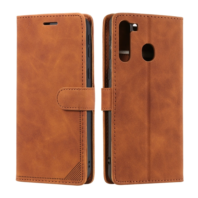 For Samsung Galaxy A21 Skin Feel Anti-theft Brush Horizontal Flip Leather Phone Case
