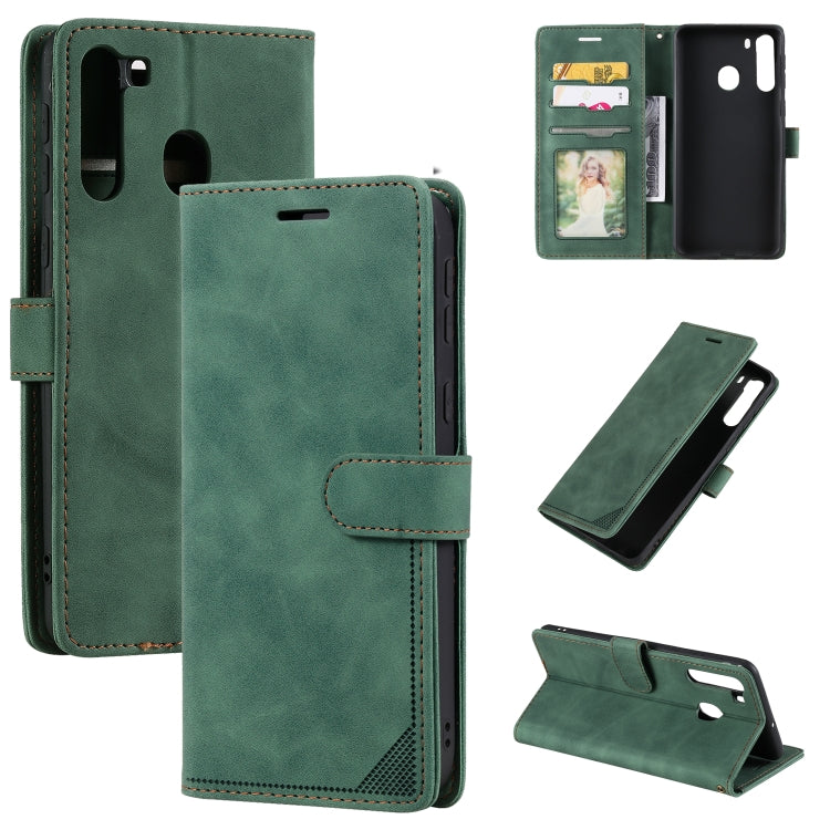 For Samsung Galaxy A21 Skin Feel Anti-theft Brush Horizontal Flip Leather Phone Case