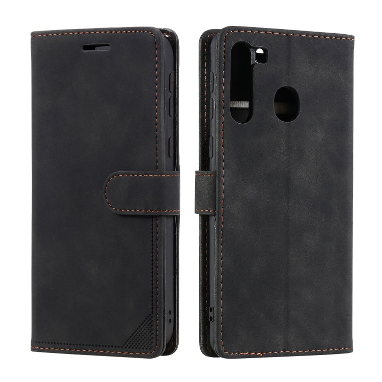 For Samsung Galaxy A21 Skin Feel Anti-theft Brush Horizontal Flip Leather Phone Case