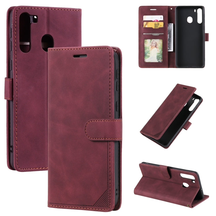 For Samsung Galaxy A21 Skin Feel Anti-theft Brush Horizontal Flip Leather Phone Case
