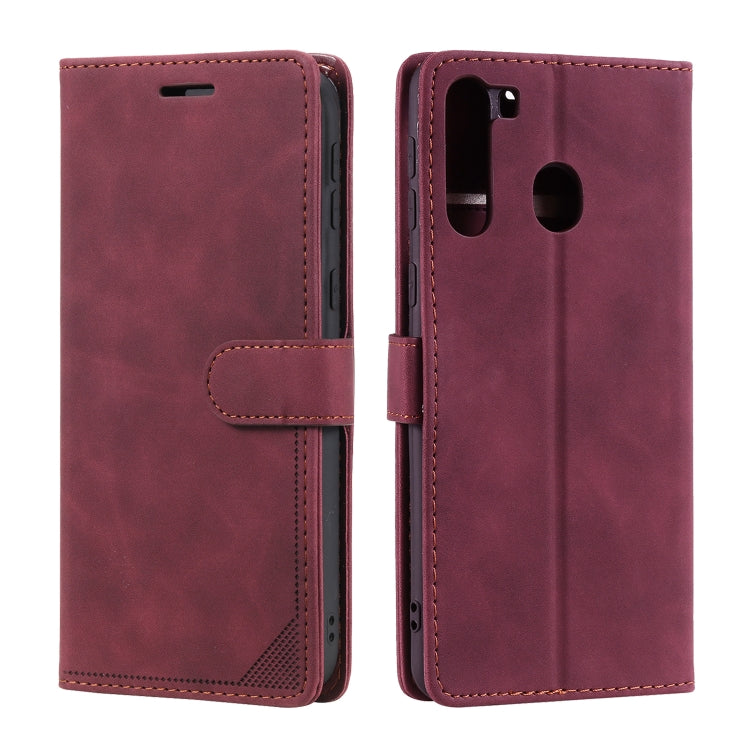 For Samsung Galaxy A21 Skin Feel Anti-theft Brush Horizontal Flip Leather Phone Case