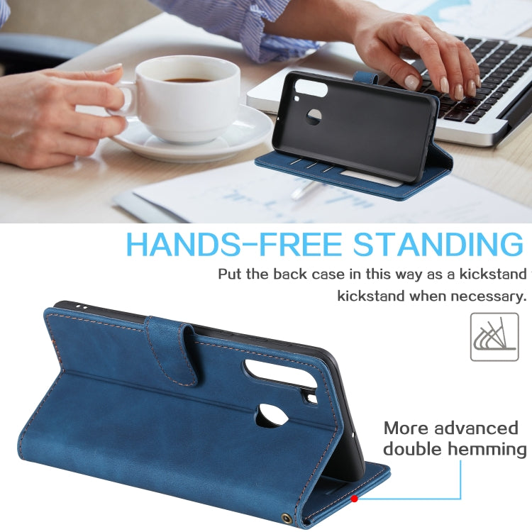 For Samsung Galaxy A21 Skin Feel Anti-theft Brush Horizontal Flip Leather Phone Case