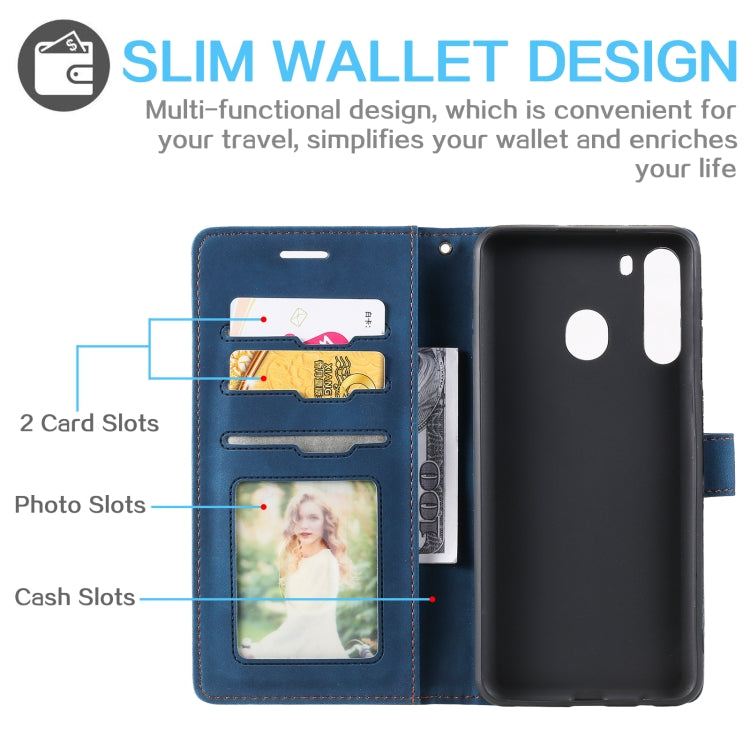 For Samsung Galaxy A21 Skin Feel Anti-theft Brush Horizontal Flip Leather Phone Case