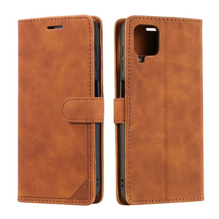For Samsung Galaxy A12 Skin Feel Anti-theft Brush Horizontal Flip Leather Phone Case
