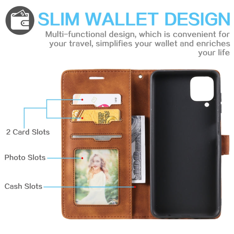 For Samsung Galaxy A12 Skin Feel Anti-theft Brush Horizontal Flip Leather Phone Case