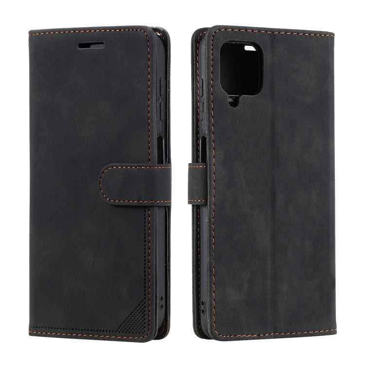 For Samsung Galaxy A12 Skin Feel Anti-theft Brush Horizontal Flip Leather Phone Case