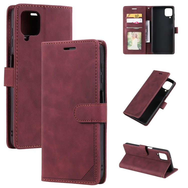 For Samsung Galaxy A12 Skin Feel Anti-theft Brush Horizontal Flip Leather Phone Case