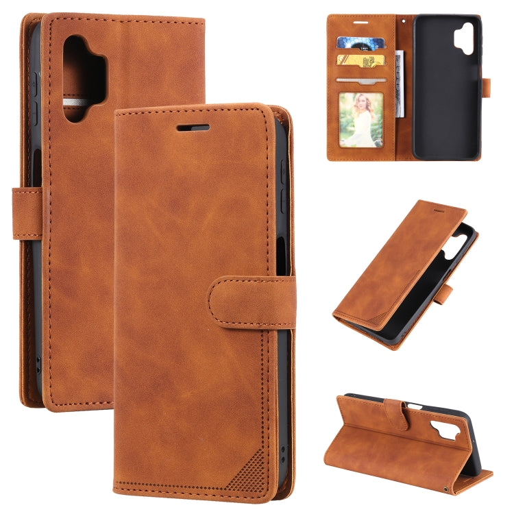 For Samsung Galaxy A32 5G Skin Feel Anti-theft Brush Horizontal Flip Leather Phone Case