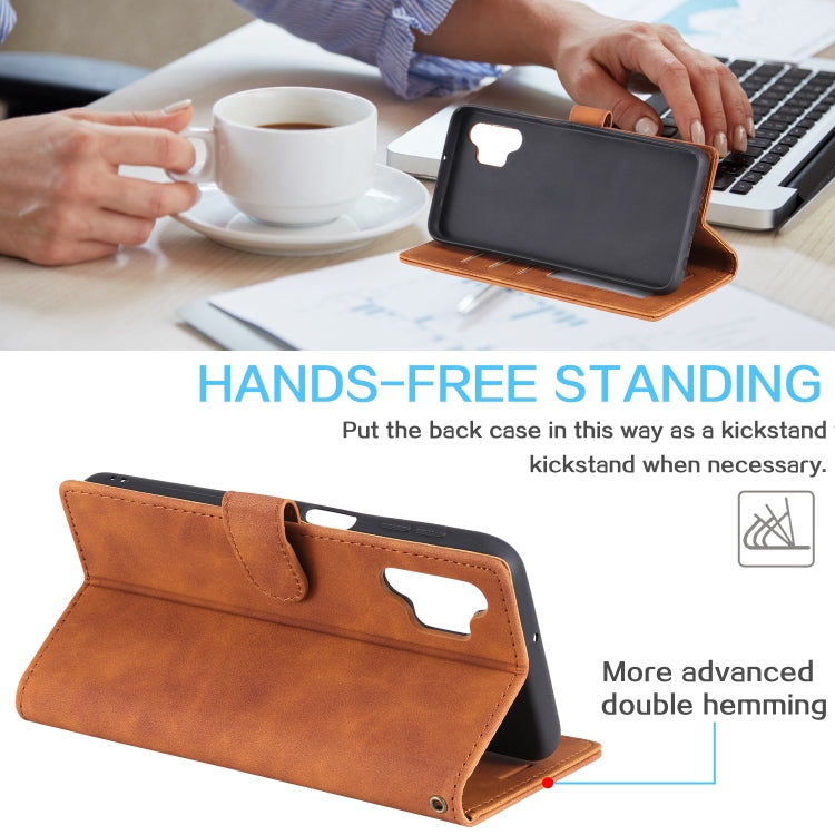 For Samsung Galaxy A32 5G Skin Feel Anti-theft Brush Horizontal Flip Leather Phone Case