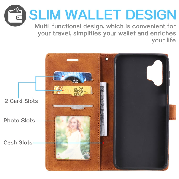 For Samsung Galaxy A32 5G Skin Feel Anti-theft Brush Horizontal Flip Leather Phone Case