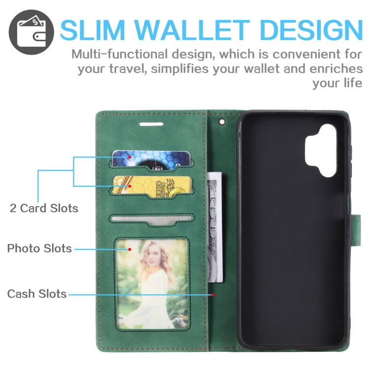 For Samsung Galaxy A32 5G Skin Feel Anti-theft Brush Horizontal Flip Leather Phone Case