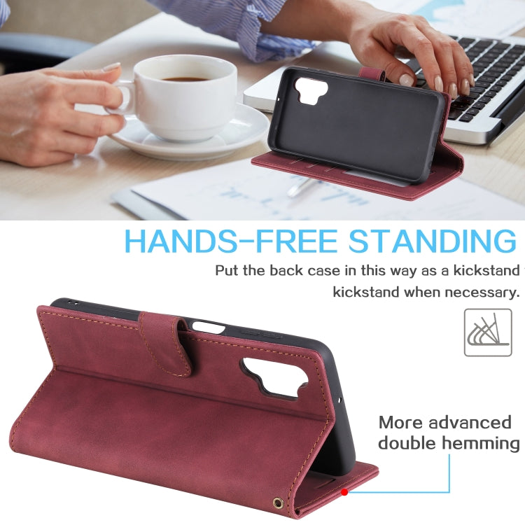 For Samsung Galaxy A32 5G Skin Feel Anti-theft Brush Horizontal Flip Leather Phone Case