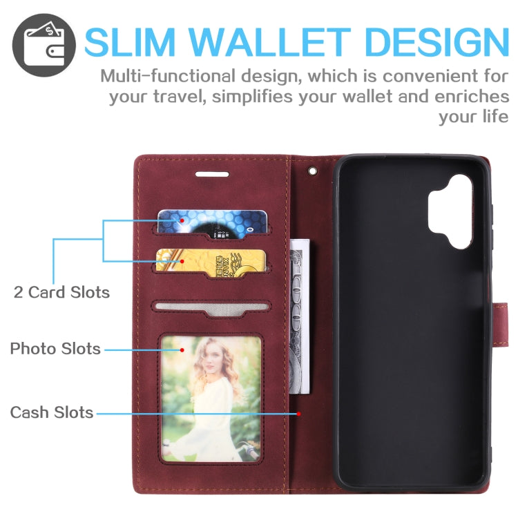 For Samsung Galaxy A32 5G Skin Feel Anti-theft Brush Horizontal Flip Leather Phone Case
