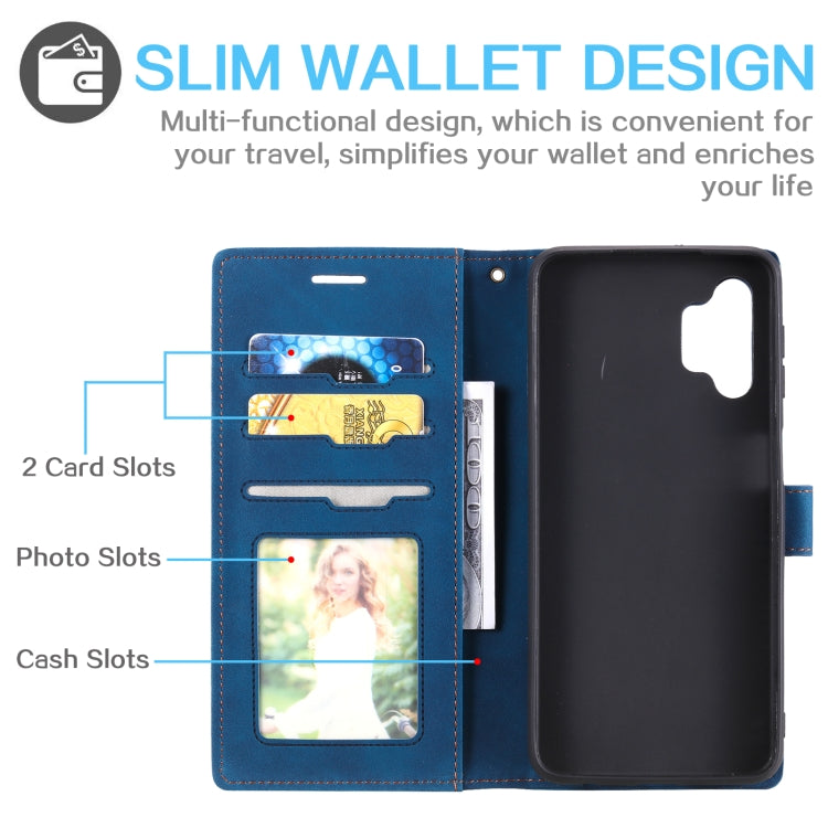 For Samsung Galaxy A32 5G Skin Feel Anti-theft Brush Horizontal Flip Leather Phone Case