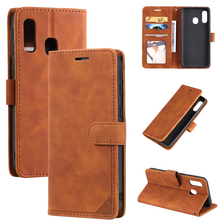 For Samsung Galaxy A40 Skin Feel Anti-theft Brush Horizontal Flip Leather Phone Case