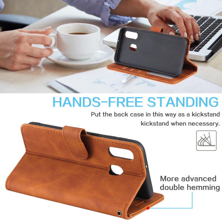 For Samsung Galaxy A40 Skin Feel Anti-theft Brush Horizontal Flip Leather Phone Case