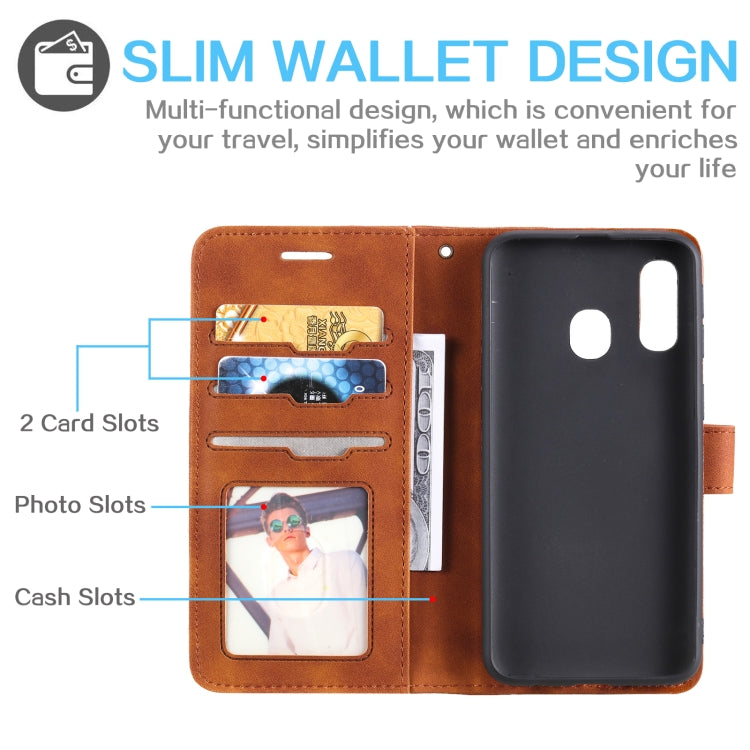 For Samsung Galaxy A40 Skin Feel Anti-theft Brush Horizontal Flip Leather Phone Case