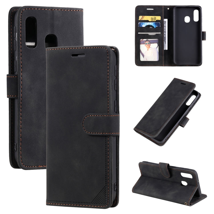 For Samsung Galaxy A40 Skin Feel Anti-theft Brush Horizontal Flip Leather Phone Case