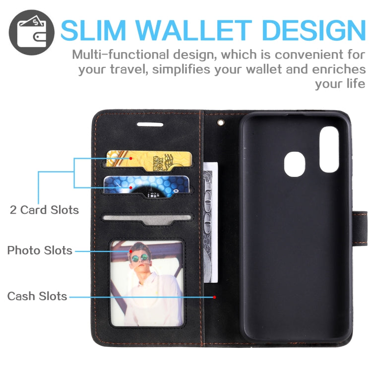 For Samsung Galaxy A40 Skin Feel Anti-theft Brush Horizontal Flip Leather Phone Case