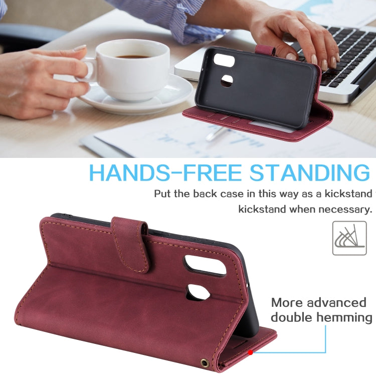 For Samsung Galaxy A40 Skin Feel Anti-theft Brush Horizontal Flip Leather Phone Case