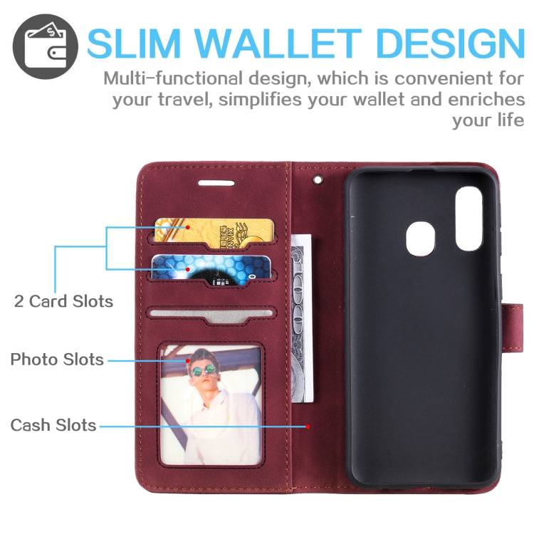 For Samsung Galaxy A40 Skin Feel Anti-theft Brush Horizontal Flip Leather Phone Case
