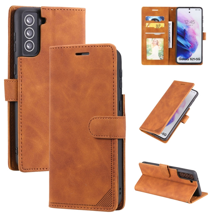 For Samsung Galaxy S21+ 5G Skin Feel Anti-theft Brush Horizontal Flip Leather Phone Case