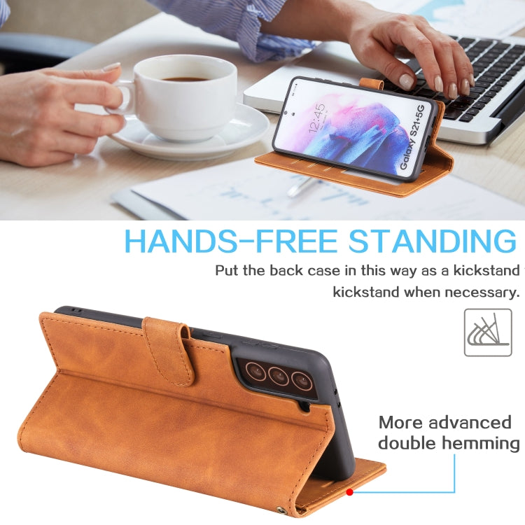 For Samsung Galaxy S21+ 5G Skin Feel Anti-theft Brush Horizontal Flip Leather Phone Case