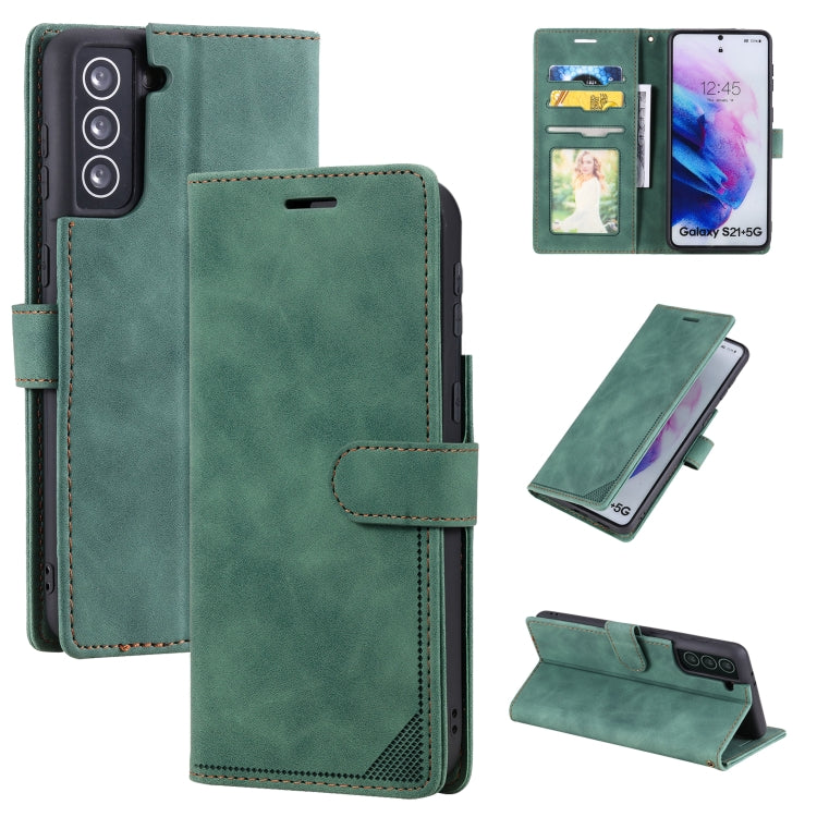 For Samsung Galaxy S21+ 5G Skin Feel Anti-theft Brush Horizontal Flip Leather Phone Case