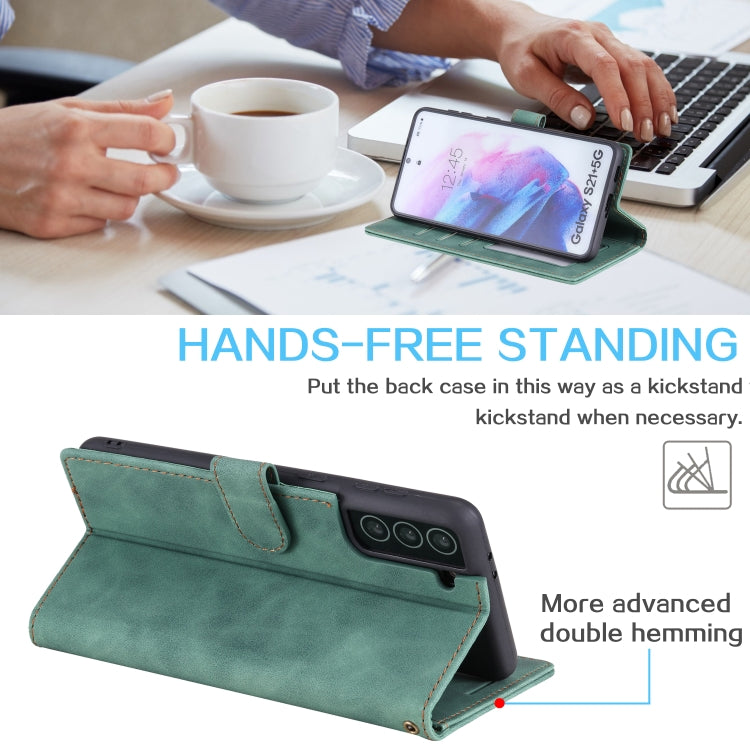 For Samsung Galaxy S21+ 5G Skin Feel Anti-theft Brush Horizontal Flip Leather Phone Case