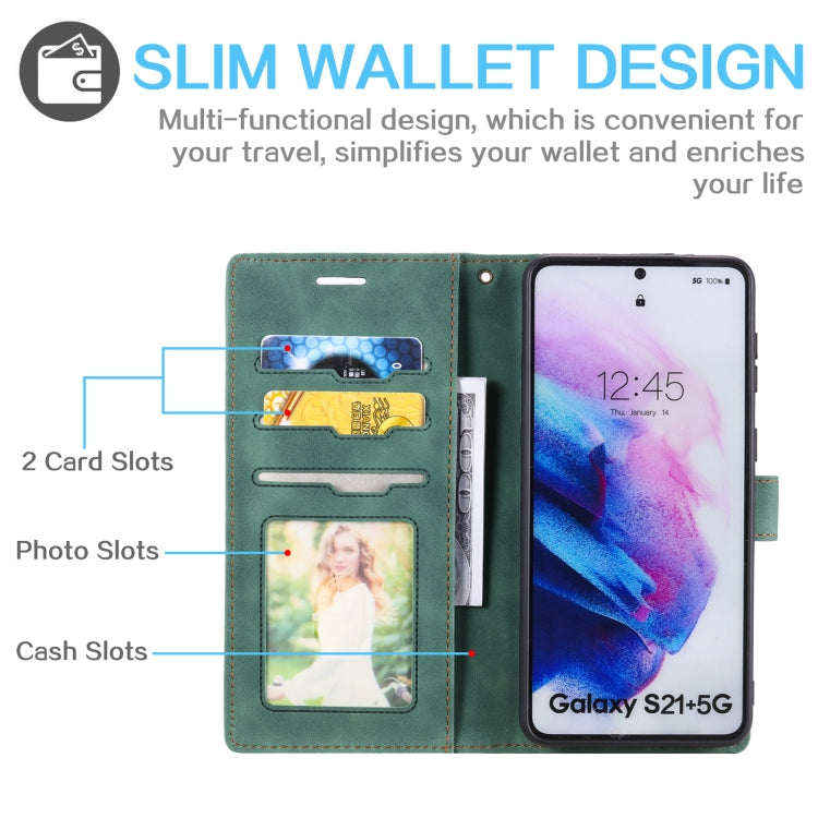 For Samsung Galaxy S21+ 5G Skin Feel Anti-theft Brush Horizontal Flip Leather Phone Case