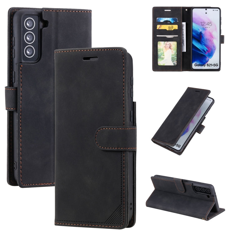 For Samsung Galaxy S21+ 5G Skin Feel Anti-theft Brush Horizontal Flip Leather Phone Case
