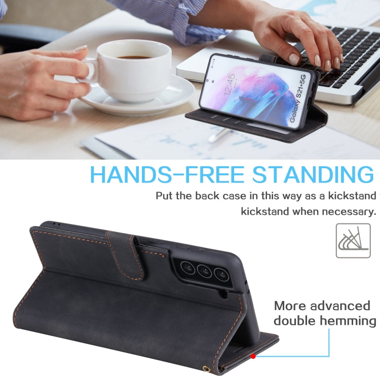 For Samsung Galaxy S21+ 5G Skin Feel Anti-theft Brush Horizontal Flip Leather Phone Case
