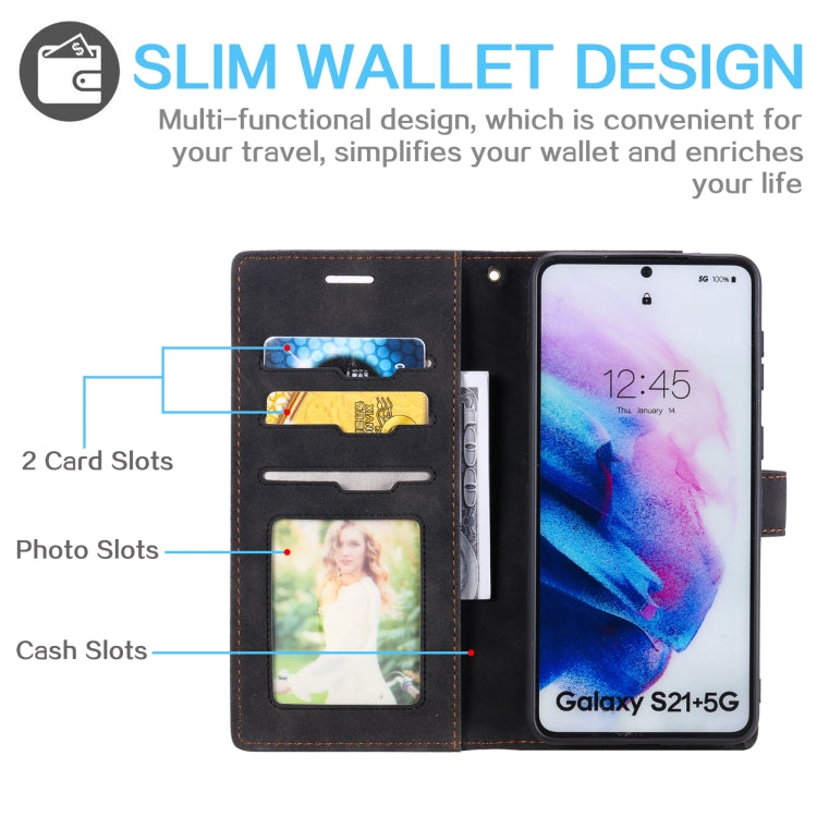 For Samsung Galaxy S21+ 5G Skin Feel Anti-theft Brush Horizontal Flip Leather Phone Case