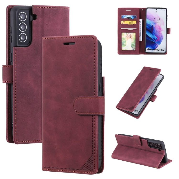 For Samsung Galaxy S21+ 5G Skin Feel Anti-theft Brush Horizontal Flip Leather Phone Case