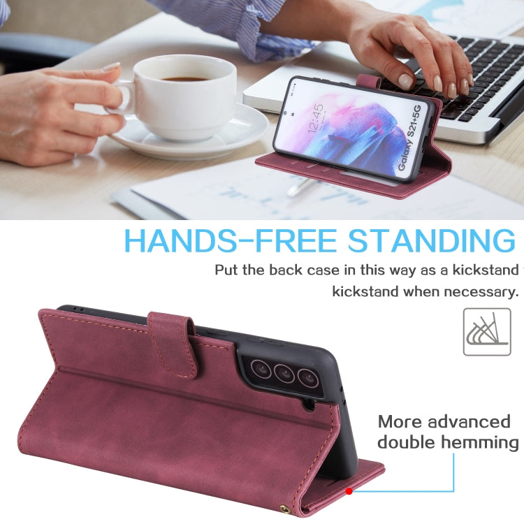 For Samsung Galaxy S21+ 5G Skin Feel Anti-theft Brush Horizontal Flip Leather Phone Case