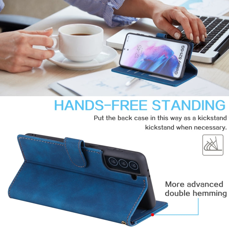 For Samsung Galaxy S21+ 5G Skin Feel Anti-theft Brush Horizontal Flip Leather Phone Case