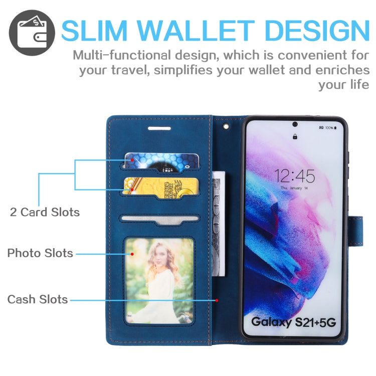 For Samsung Galaxy S21+ 5G Skin Feel Anti-theft Brush Horizontal Flip Leather Phone Case