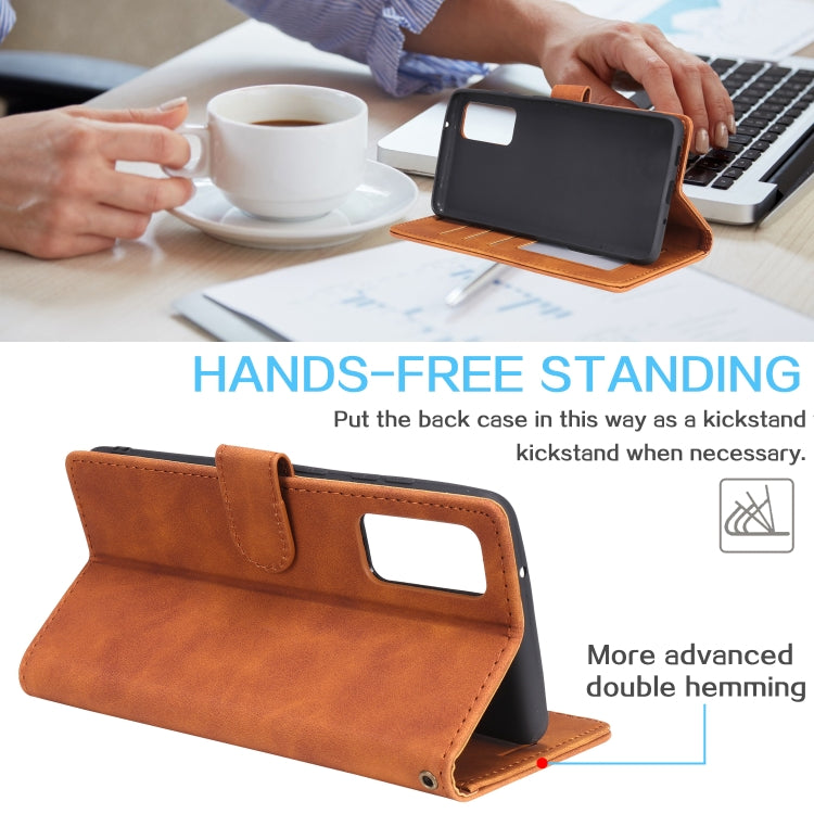 For Samsung Galaxy S20 FE Skin Feel Anti-theft Brush Horizontal Flip Leather Phone Case