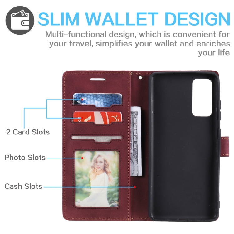 For Samsung Galaxy S20 FE Skin Feel Anti-theft Brush Horizontal Flip Leather Phone Case