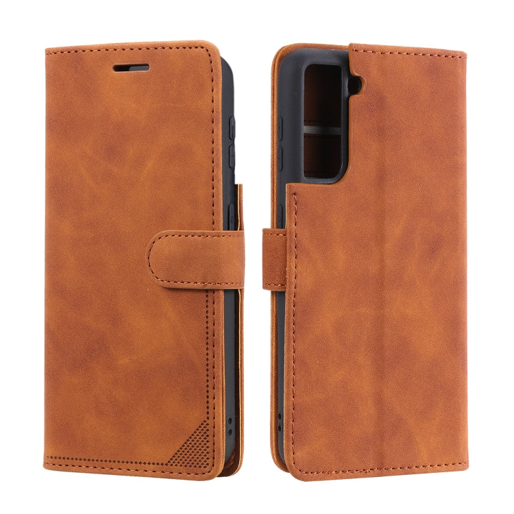For Samsung Galaxy S21 5G Skin Feel Anti-theft Brush Horizontal Flip Leather Phone Case
